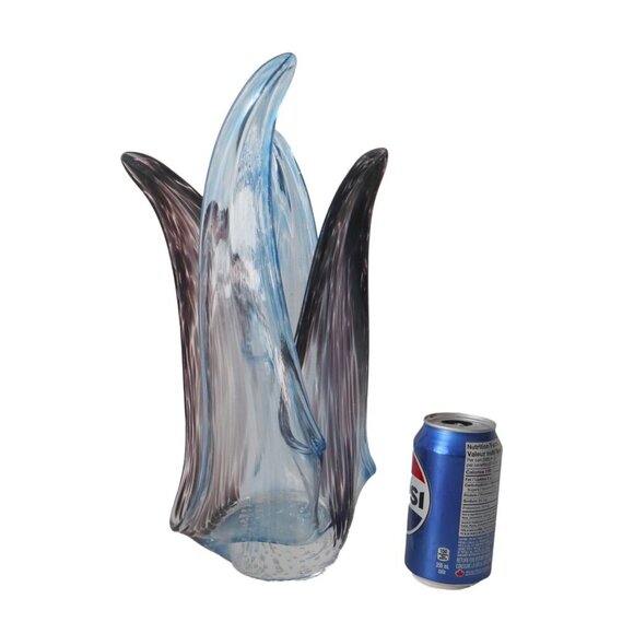 Vintage Art Glass Controlled Bubbles Handkerchief Vase MCM - Picture 9 of 9